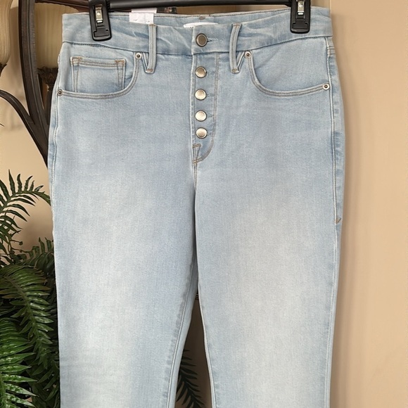 NWT Good American Good Legs Crop Button Fly Skinny Jeans Stretch Sculpting Light - Picture 5 of 16